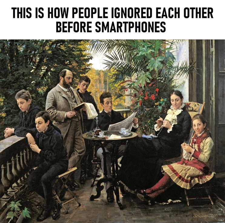How people ignore each other before smartphones - meme