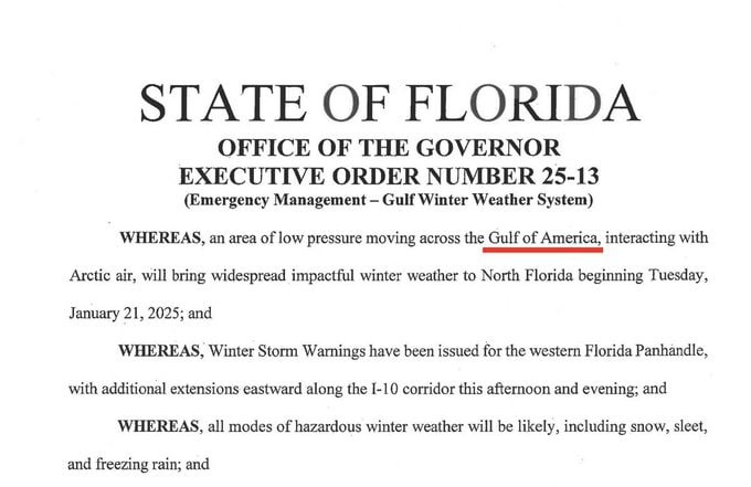 Florida becomes the first state to use Gulf of America - meme