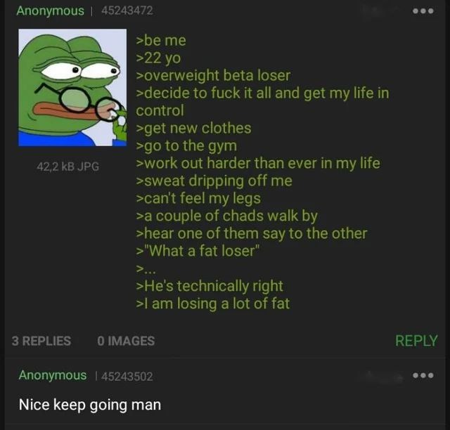 Started my glow up just to get bodyshamed by Chad - meme
