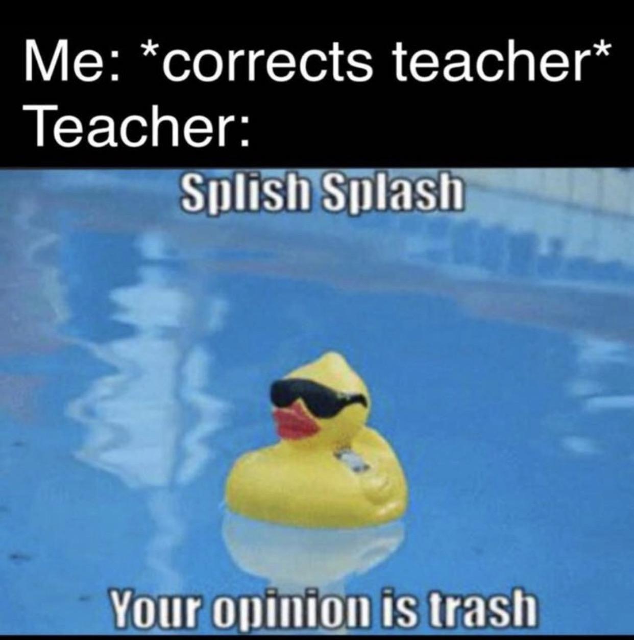 Splish splash your opinion is trash - meme