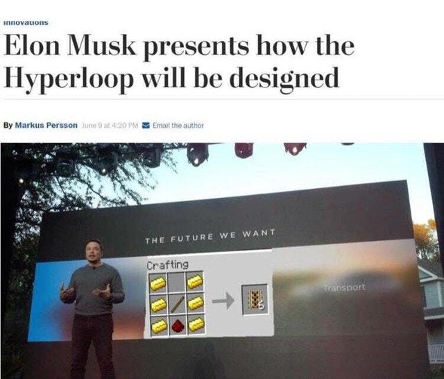 Elon Musk shows ho Hoperloop will be designed - meme