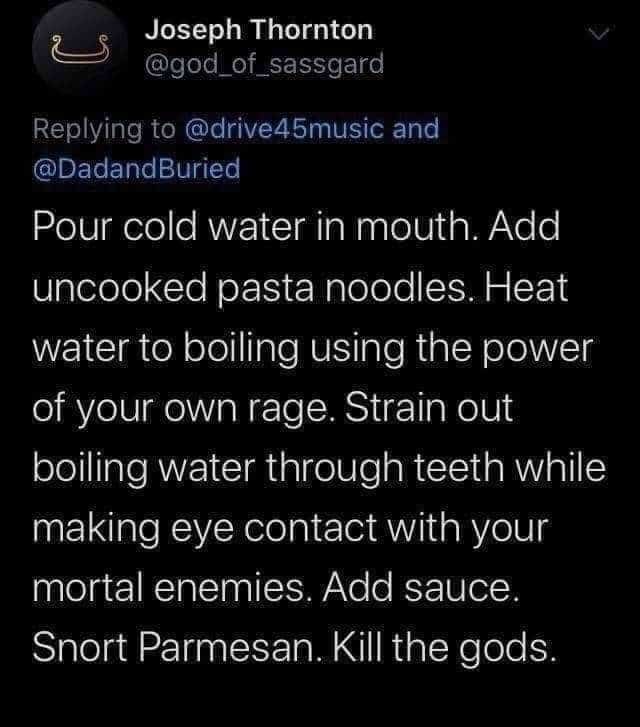 How to make pasta in a dark way - meme