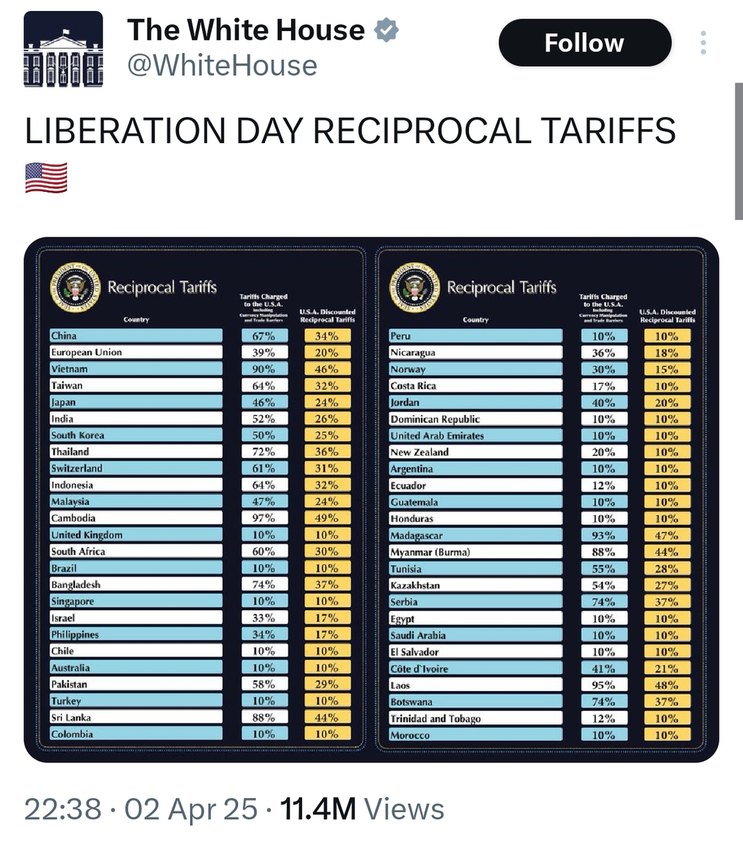 Reciprocal tariffs explained by someone with a dartboard - meme