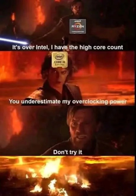 Ryzen vs intel core i9 - meme