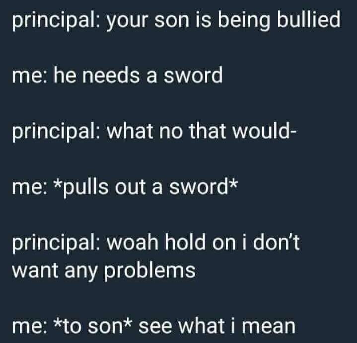 Swords solve problems - meme