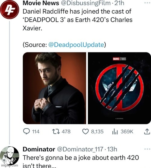 Is Daniel Radcliffe Playing Wolverine in Deadpool 3? - meme