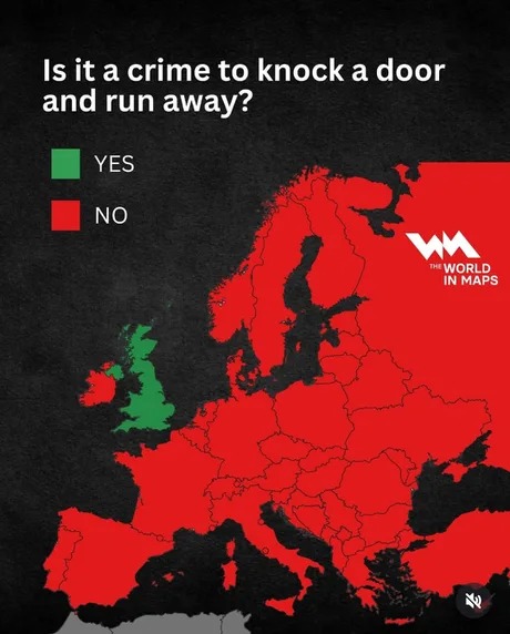 Is it a crime to knock a door and run away? - meme