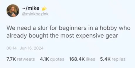 slur for beginners in a hobby - meme