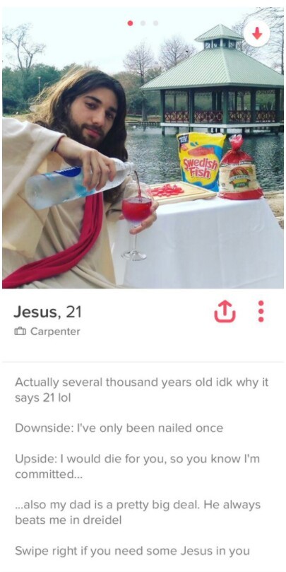 Jesus' tinder profile - meme