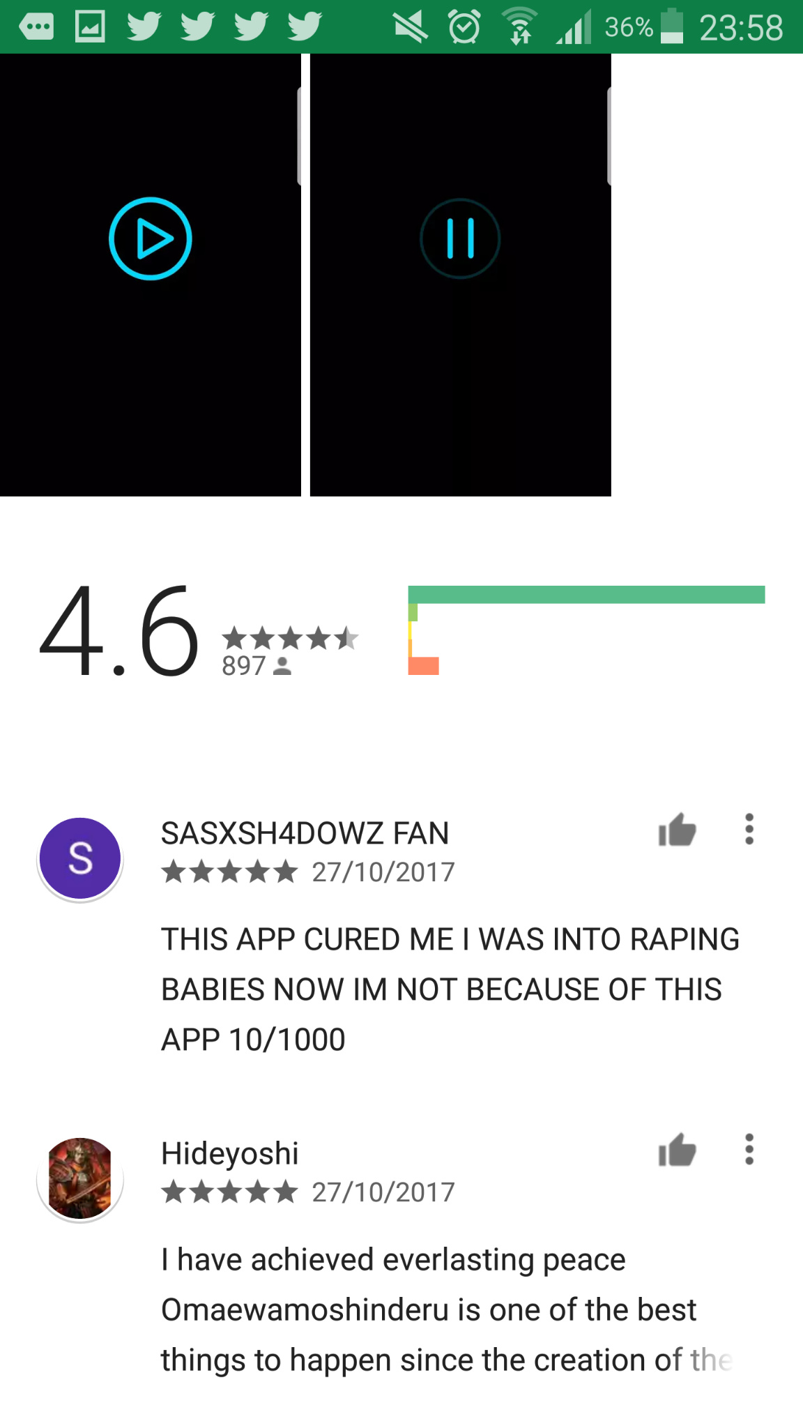 Went into review area on an app store and i find this shit - meme
