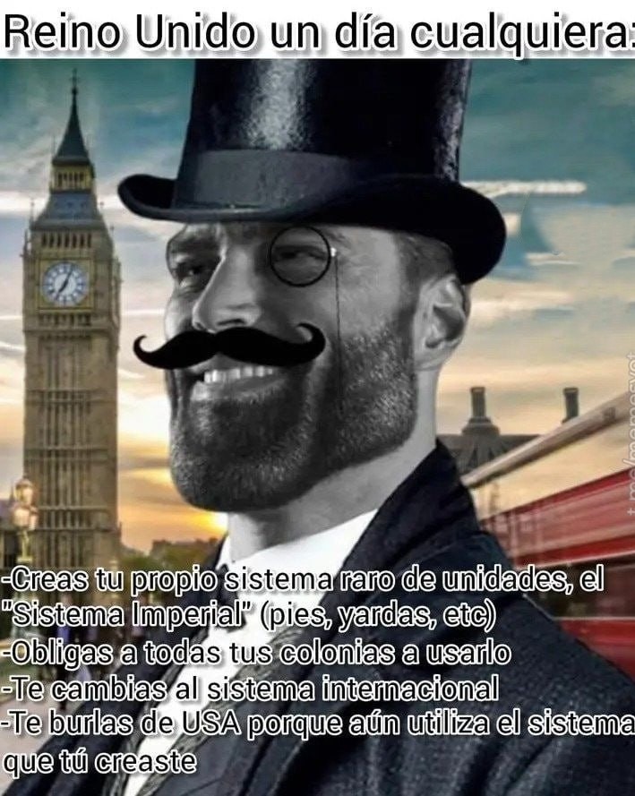 UK inventó su sistema, lo abandonó y ahora se burla de USA por usarlo - meme