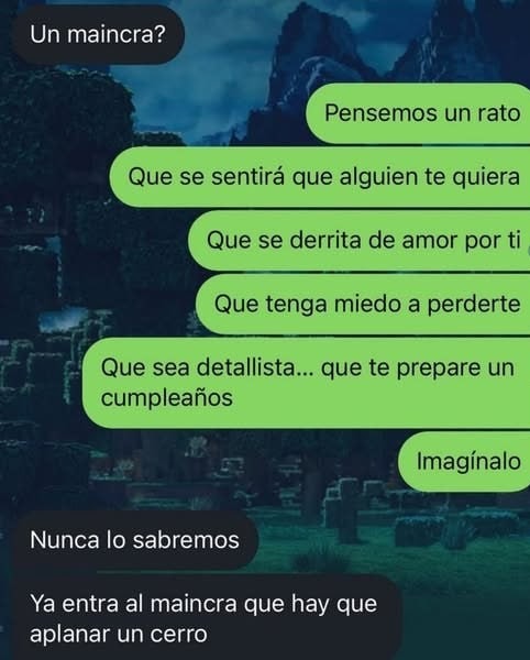 Pensando en el amor... pero hay que aplanar el cerro en Minecraft - meme