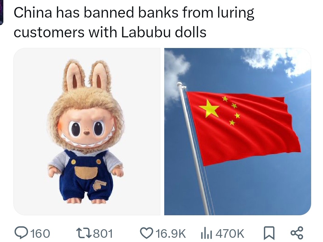 China bans cute dolls at banks because capitalism got too kawaii - meme