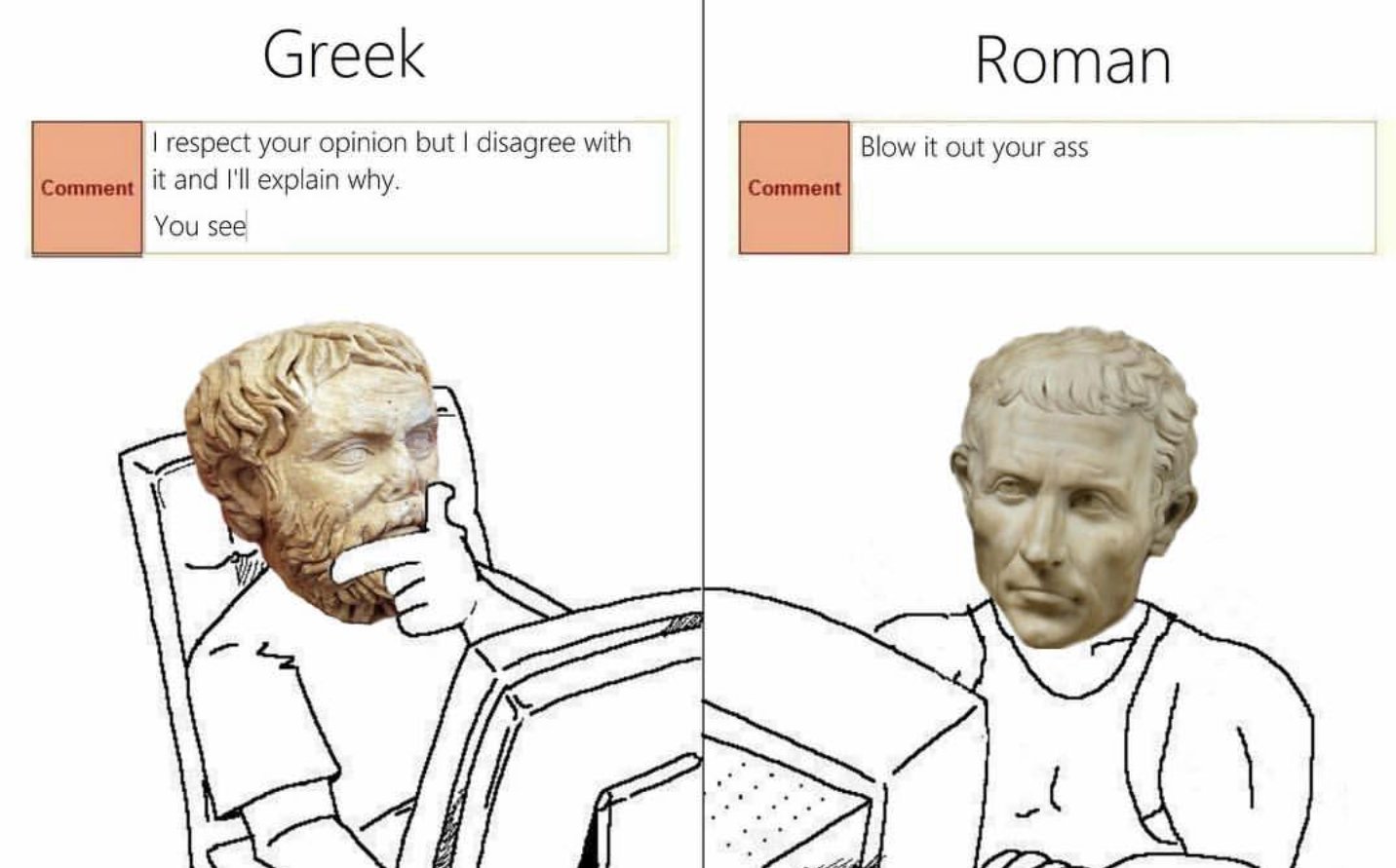 Greeks Vs Romans - meme