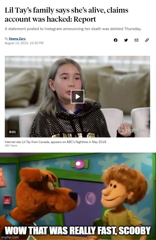 Lil Tay is alive apparently - meme