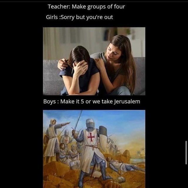 Make groups of four - meme