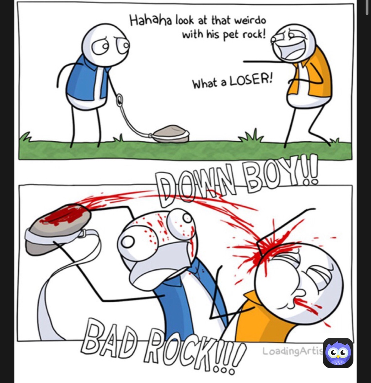 DOWN BOY!! BAD ROCK!! - meme
