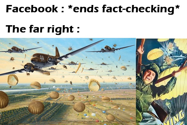 Facebook ends fact-checking - meme