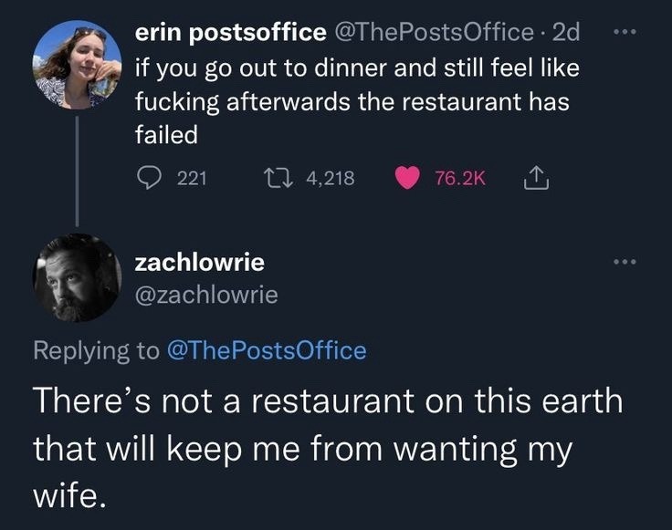 If I’m still down to smash after dinner, the chef failed - meme