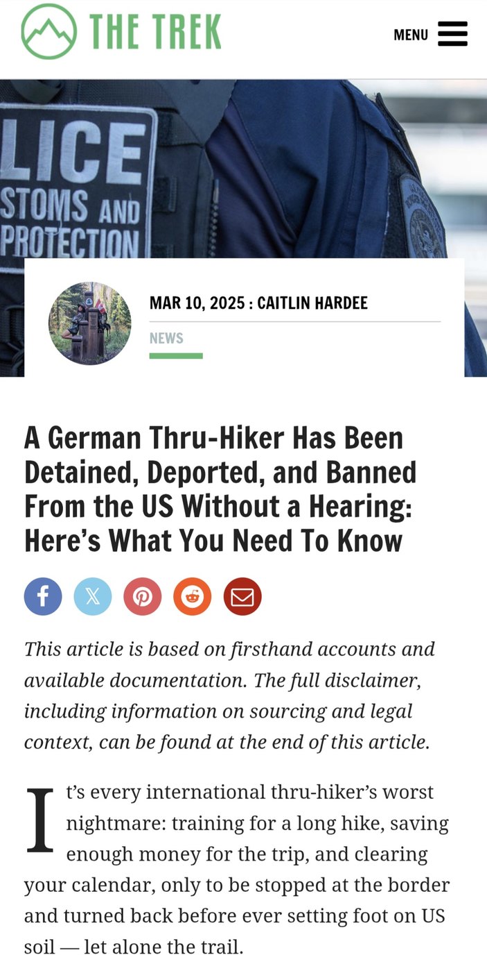 https://thetrek.co/a-german-thru-hiker-has-been-detained-deported-and-banned-from-the-us-without-a-hearing-heres-what-you-need-to-know/ - meme