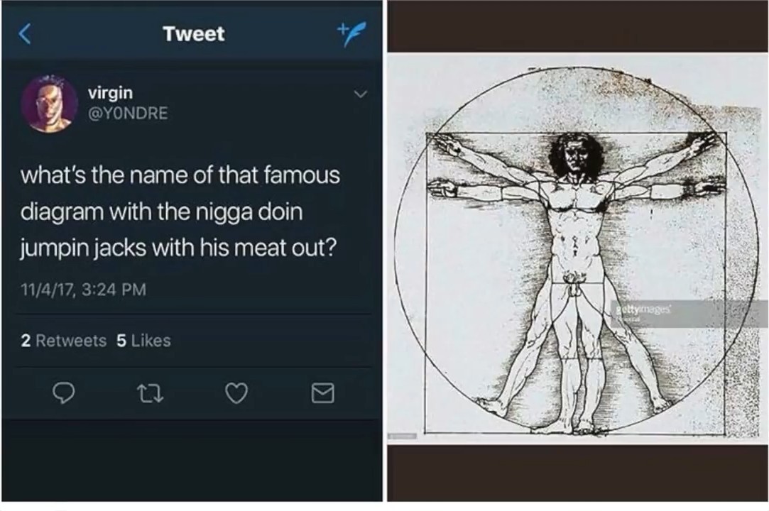 The answer is the the Vitruvian Man - meme