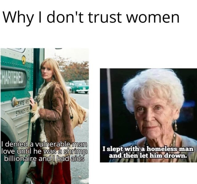 Why I don't trust women - meme