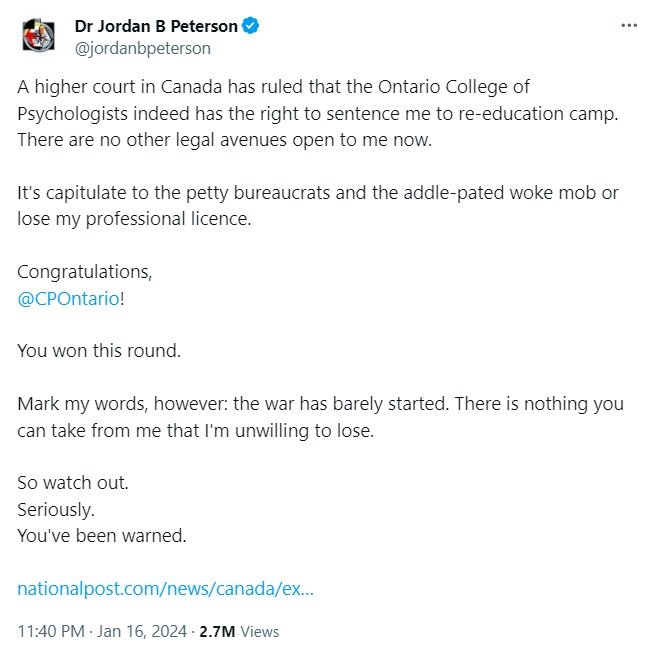 Canada is a disguised dictatorship. The fascists are little by little suppressing all free speech and punishing whoever dares to say differently. I lost my LinkedIn account, Jordan Peterson is losing his license. - meme