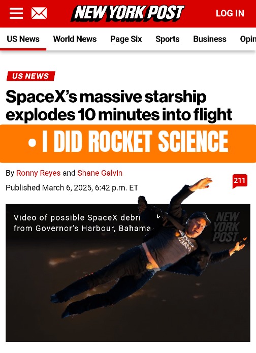 SpaceX's massive starship explodes 10 minutes into flight - meme