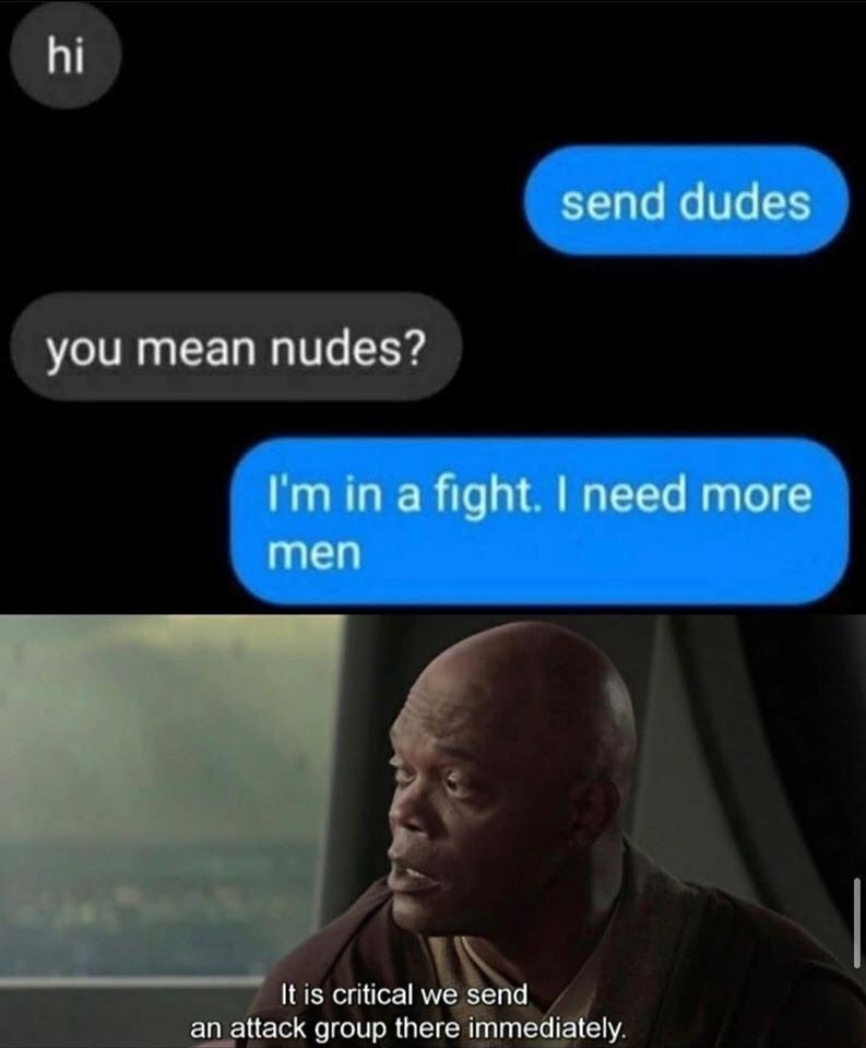 Send nude dudes - meme