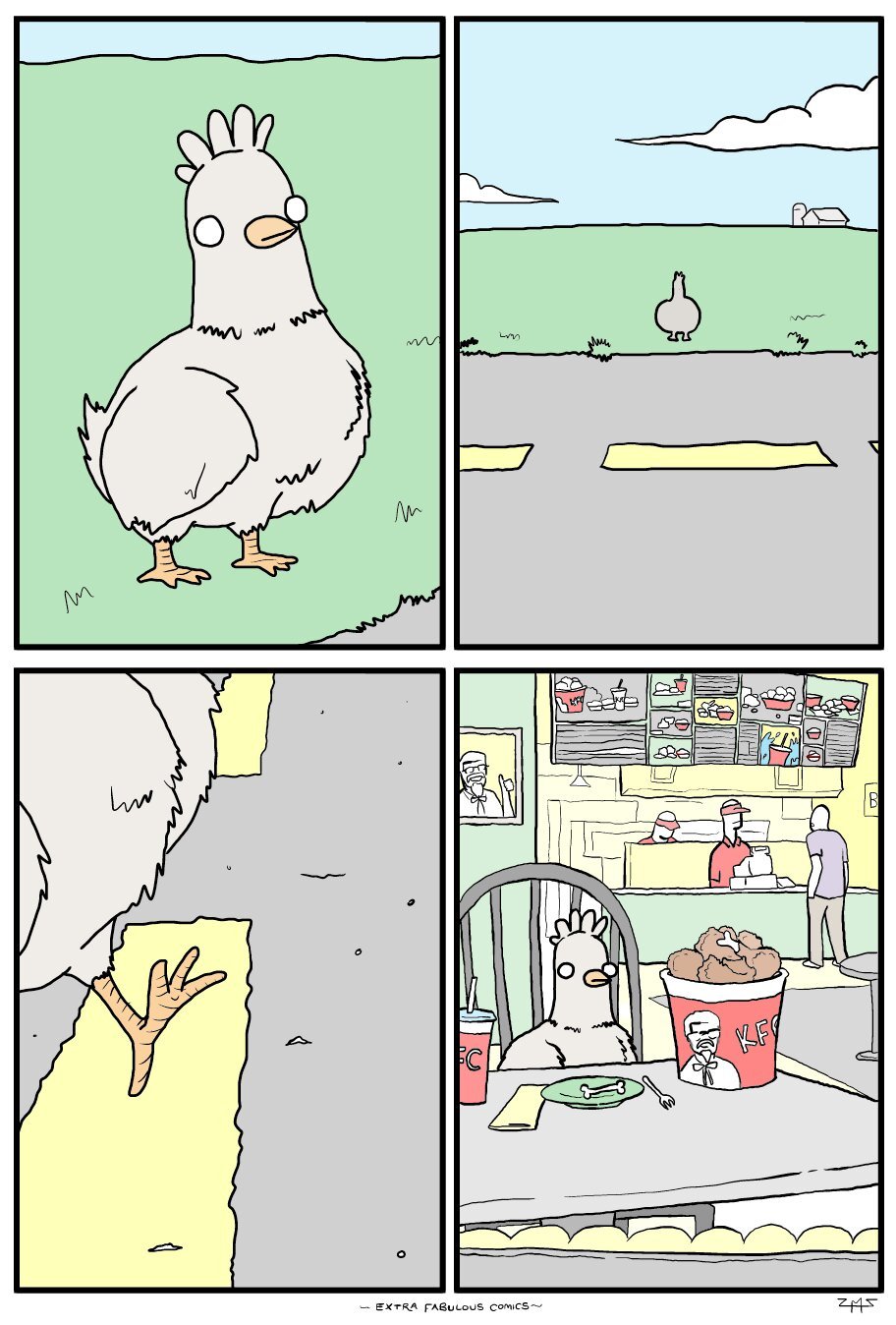 La verdadera razón por la cual la gallina cruzó la calle - meme