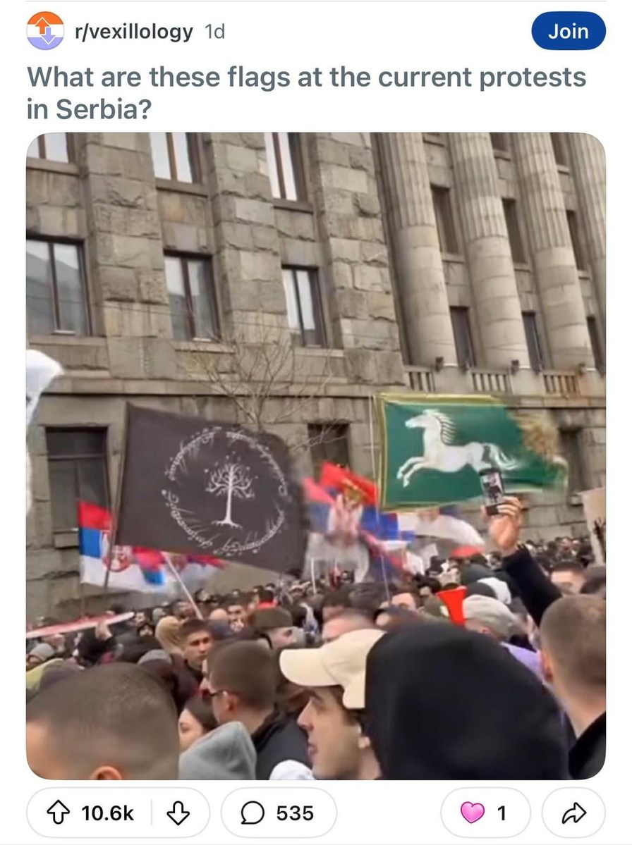 Serbian protest flags got me googling things I didn't know I feared - meme