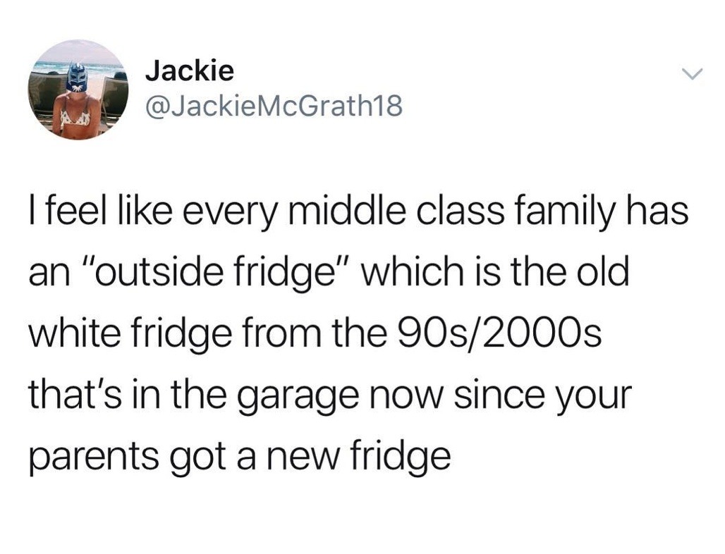 Every family’s got the sacred ‘outside fridge’ in the garage - meme