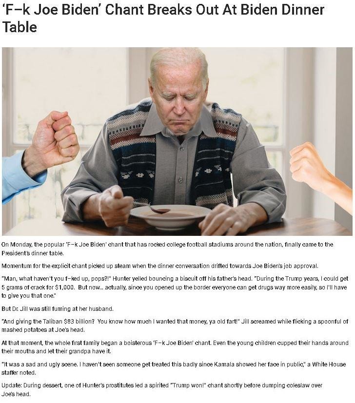 ‘F–k Joe Biden’ Chant Breaks Out At Biden Dinner Table - meme
