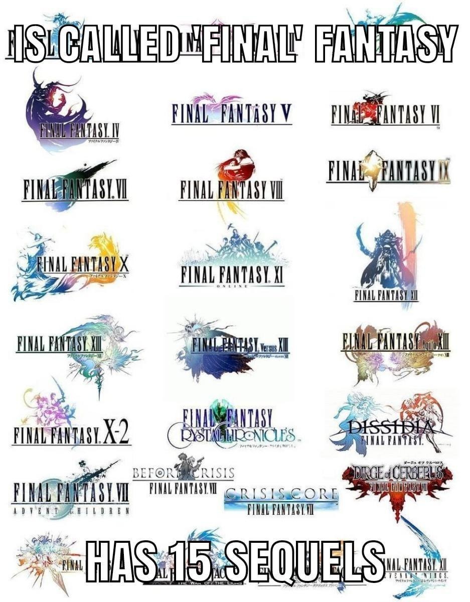 trying to explain the Final Fantasy timeline to someone who only played VII once - meme
