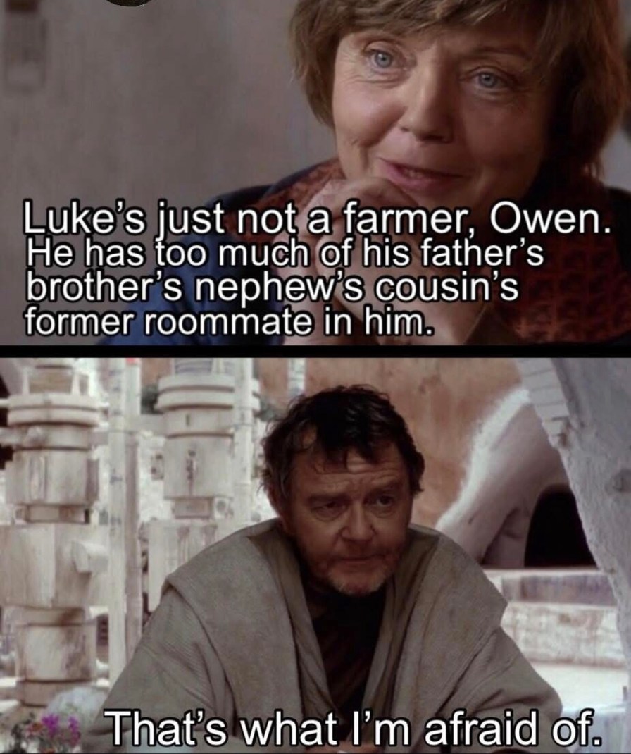 Luke’s got too much Skywalker chaos in him - meme