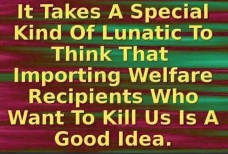 ﻿It Takes A Special Kind Of Lunatic To Think That Importing Welfare Recipients Who Want To Kill Us Is A Good Idea.