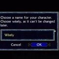 Choose a name for your character