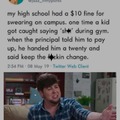 fine for swearing in high school