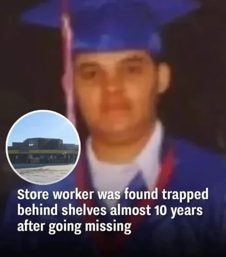 Man found behind store shelf 10 years later. Bro was in creative mode - meme
