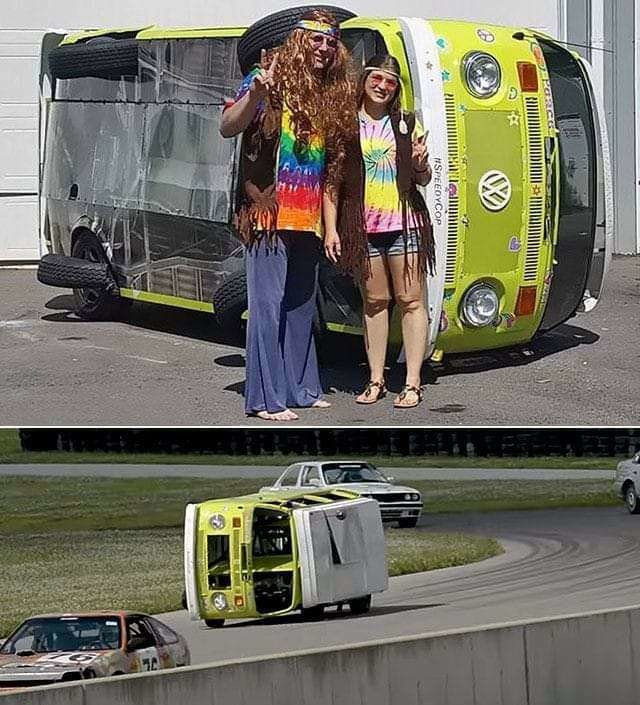 So high their bus fell over - meme