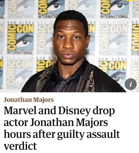 Marvel and Disney drop Jonathan Majors after guilty verdict - meme