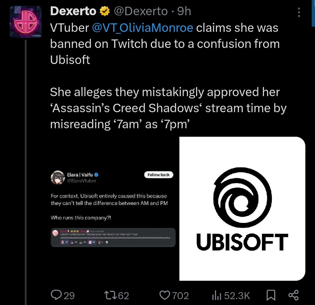VTuber claims Ubisoft caused Twitch ban confusion. Who’s in charge over there? - meme