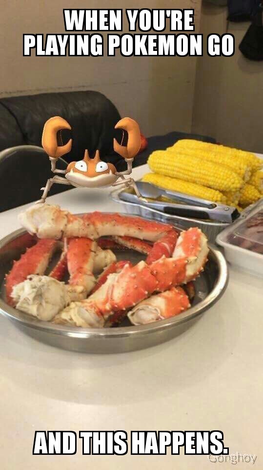 When you're eating crab... but Krabby shows up to avenge his bretheren. - meme