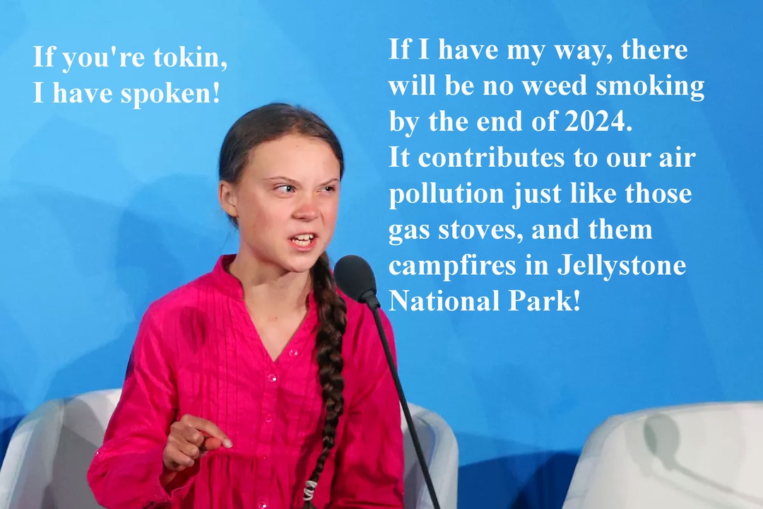 Greta says to cut out smokin' weed! - meme