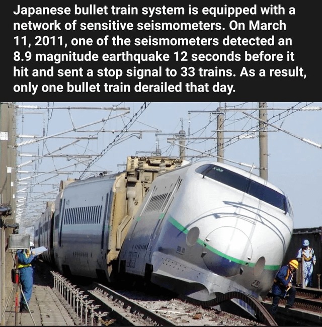 Japanese system for bullet trains and earthquakes - meme