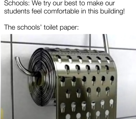 School bathrooms be like: - meme