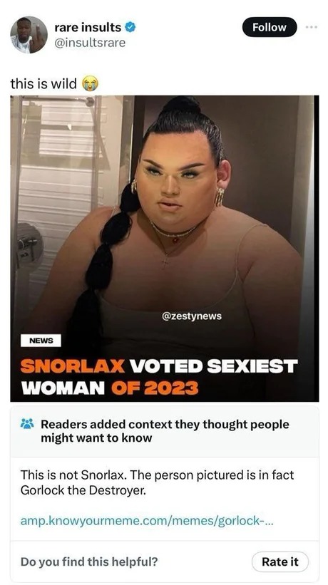 Snorlax voted sexiest women of 2023 - meme