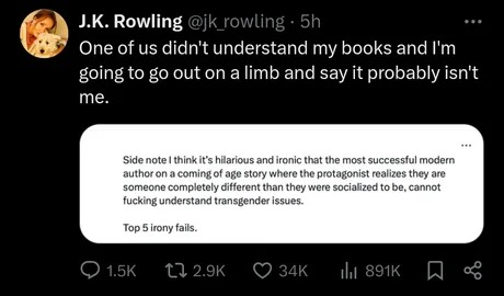 JK Rowling still going strong - meme