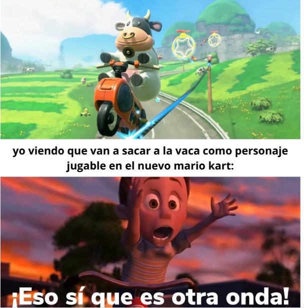 de verdad.esto me impresionó mucho del trailer porque no es un personaje muy especial y además:es una vaca.una puta vaca conduciendo una vespa roja¿qué más quieren? - meme