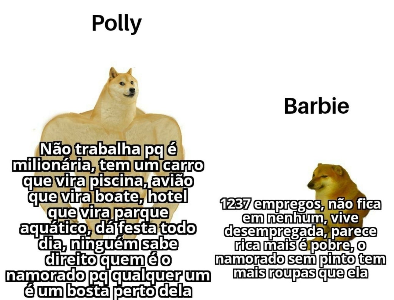 Nunca entendi do pq a Barbie ser tão famosa, a criatura é cheia de defeito se comparar com a Polly. - meme